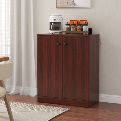 2-Door Storage Cabinet with 3 Shelves-Brown