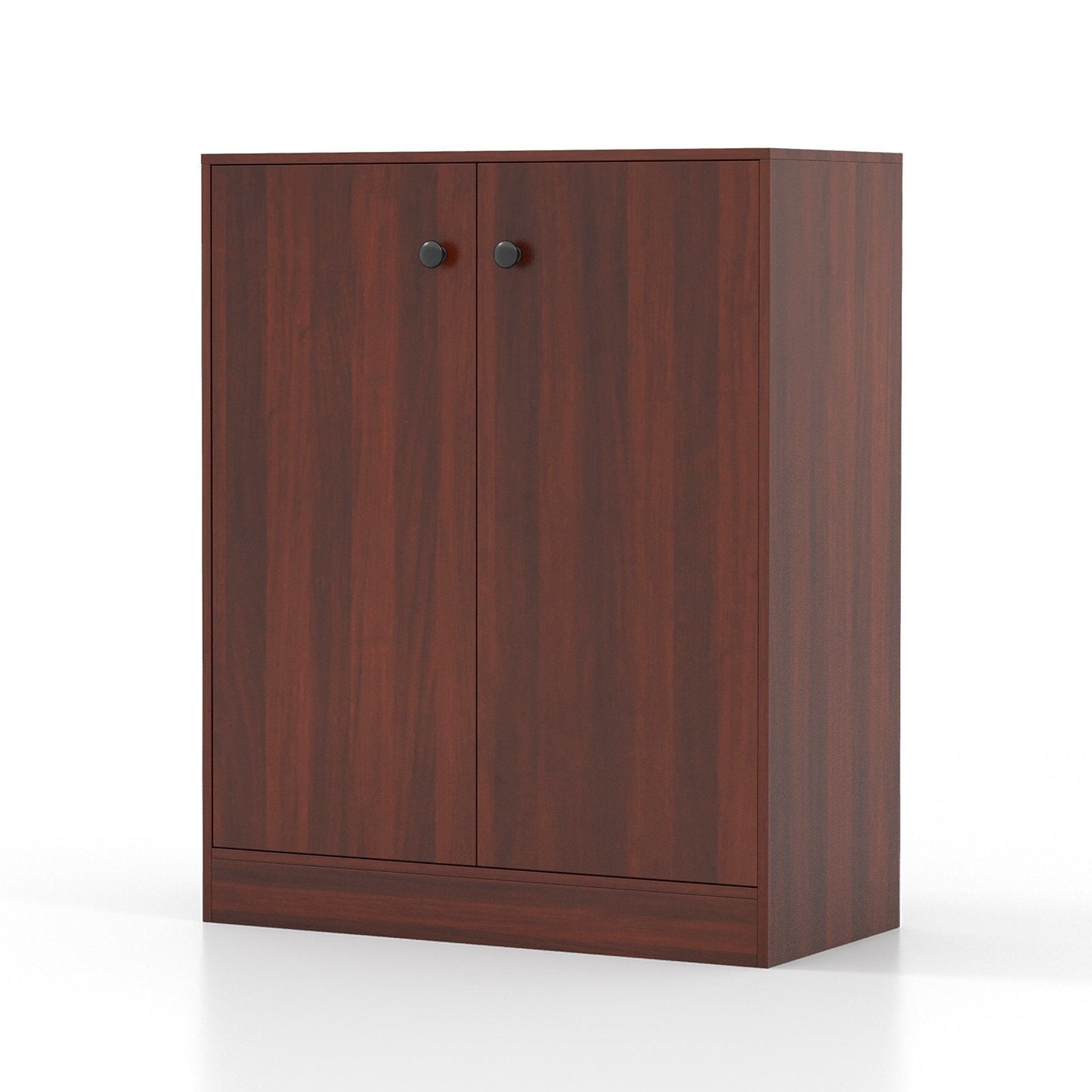 2-Door Storage Cabinet with 3 Shelves-Brown