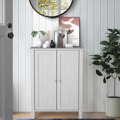 2-Door Freestanding Bathroom Floor Cabinet with Adjustable Shelves-Grey
