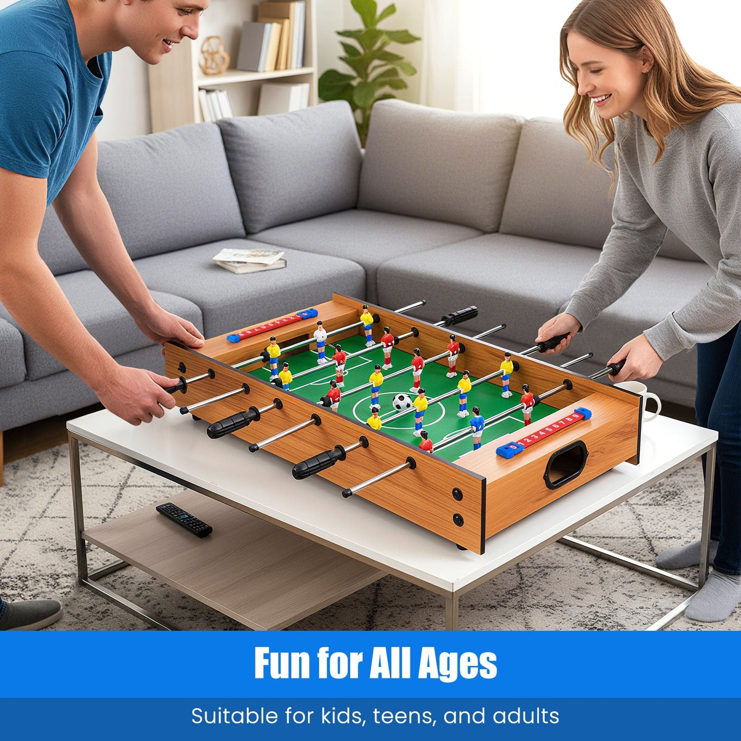 2 In 1 Multi Game Table Compact Tabletop Foosball Table and Hockey Game
