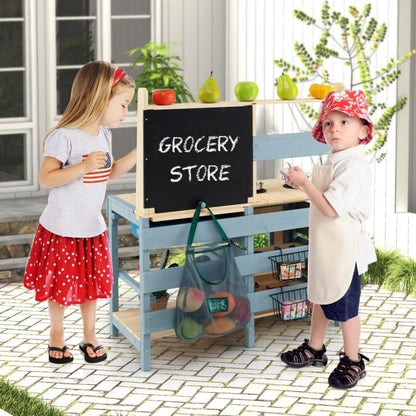 2 In 1 Outdoor Mud Kitchen with Metal Baskets and Storage Bag