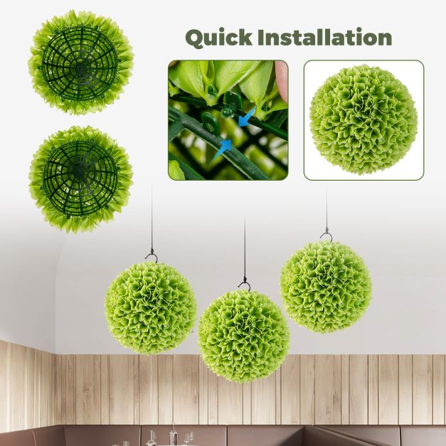 2 Pieces 28 CM Artificial Plant Topiary Balls-Green