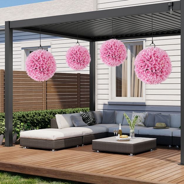 2 Pieces 28 CM Artificial Plant Topiary Balls-Pink