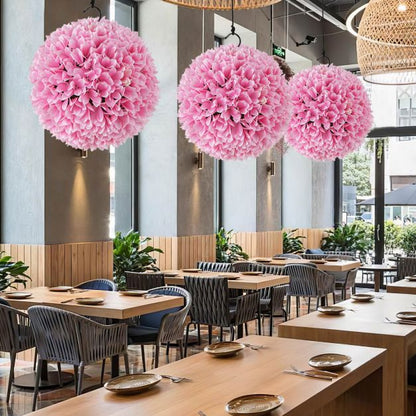 2 Pieces 28 CM Artificial Plant Topiary Balls-Pink