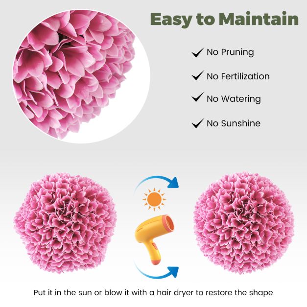 2 Pieces 28 CM Artificial Plant Topiary Balls-Pink
