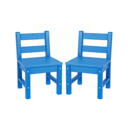 2 PCS Kids Indoor Outdoor Learning Chair with Backrest-Blue