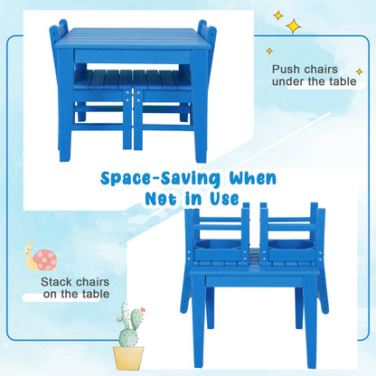 2 PCS Kids Indoor Outdoor Learning Chair with Backrest-Blue
