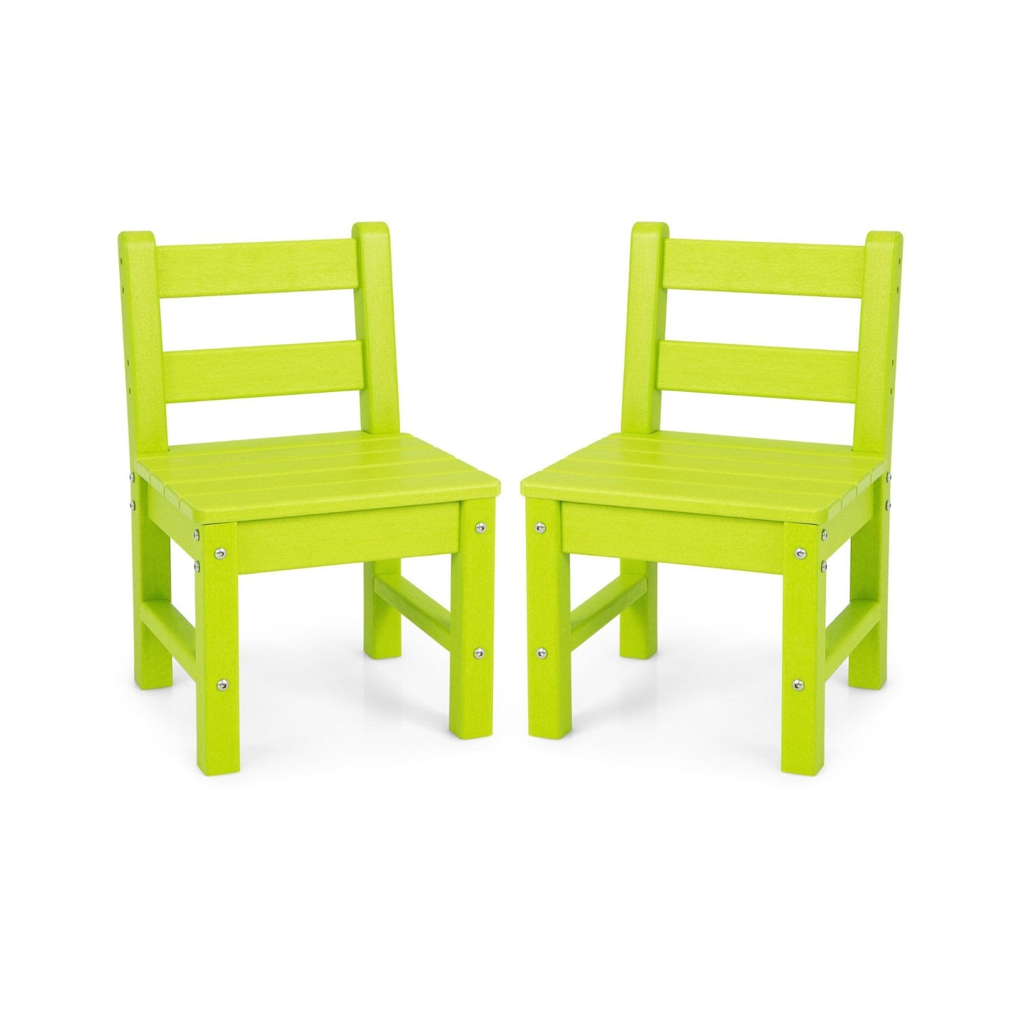 2 PCS Kids Indoor Outdoor Learning Chair with Backrest-Green