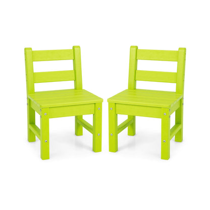 2 PCS Kids Indoor Outdoor Learning Chair with Backrest-Green