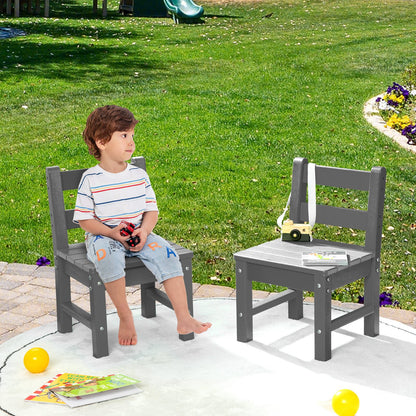 2 PCS Kids Indoor Outdoor Learning Chair with Backrest-Grey