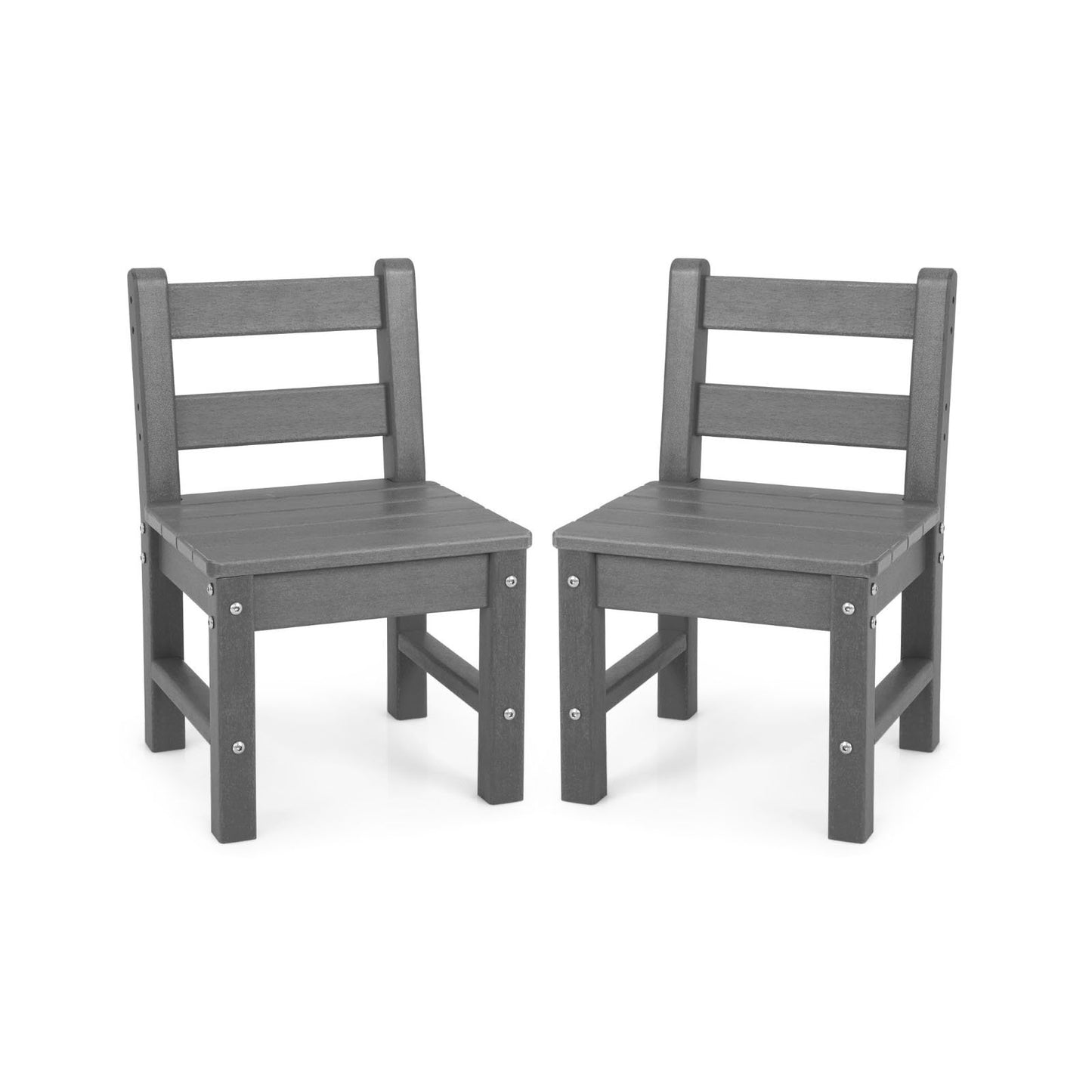 2 PCS Kids Indoor Outdoor Learning Chair with Backrest-Grey
