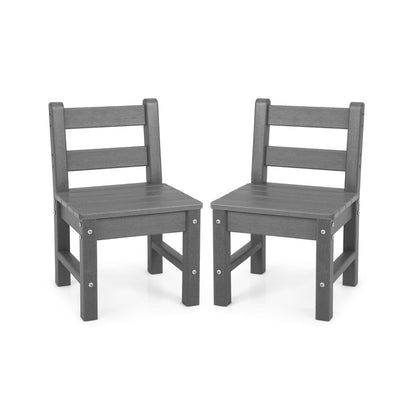 2 PCS Kids Indoor Outdoor Learning Chair with Backrest-Grey
