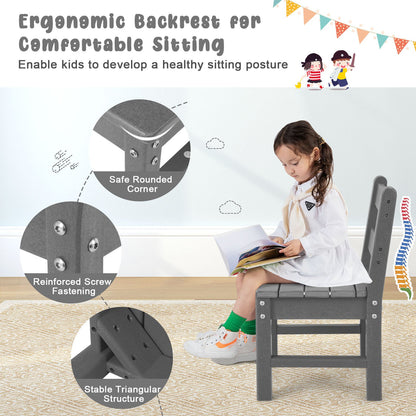 2 PCS Kids Indoor Outdoor Learning Chair with Backrest-Grey