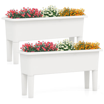 2 Pieces Raised Garden Beds with Detachable Legs and Drainage Hole-White