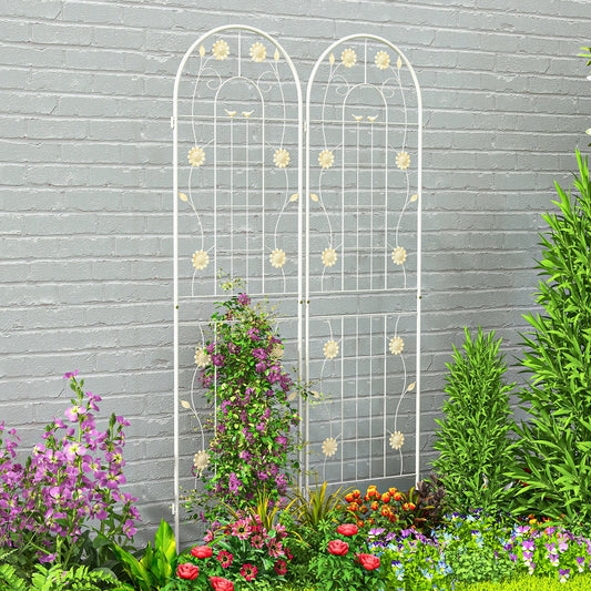 2/4 Pack Metal Garden Trellis 180 cm x 50 cm Wire Lattice Panel-White-2 Pack