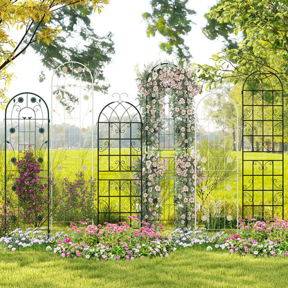 2/4 Pack Metal Garden Trellis 180 cm x 50 cm Wire Lattice Panel-White-2 Pack