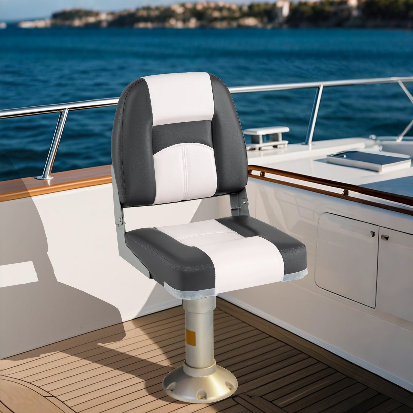 2-Pack Boat Seats with Thick Sponge Padding-Grey