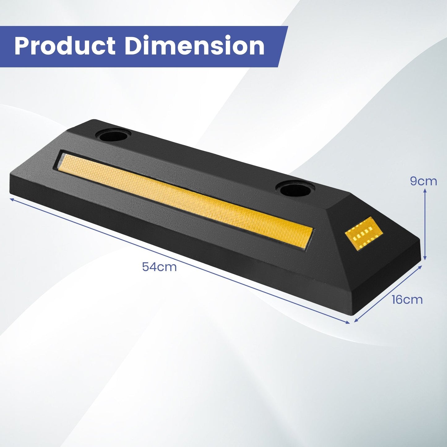 2 Pack Garage Vehicle Floor Stopper with Reflective Stripes-Yellow & Black