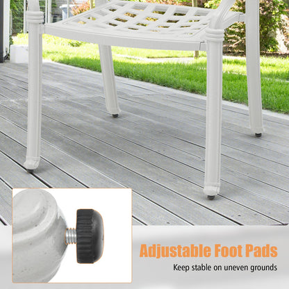 Cast Aluminum Patio Chairs Set of 2 Dining Stackable Outdoor-White