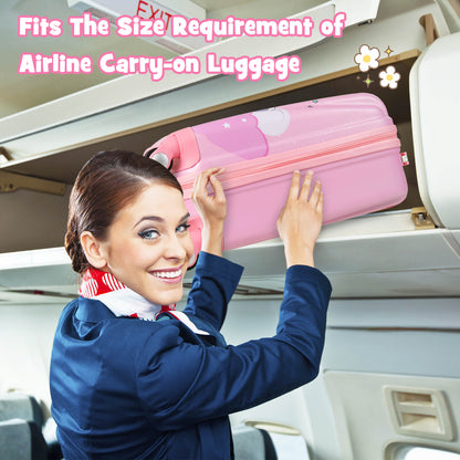 2 Pieces Kids Luggage Set with Spinner Wheels and Unicorn Graphic