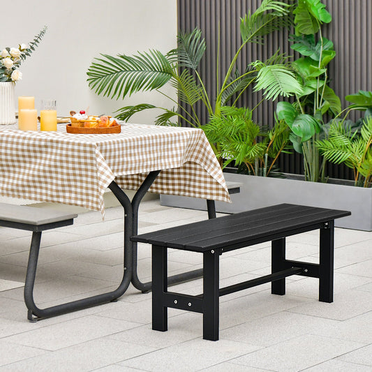 2-Person Outdoor Bench with Slatted Seat-Black