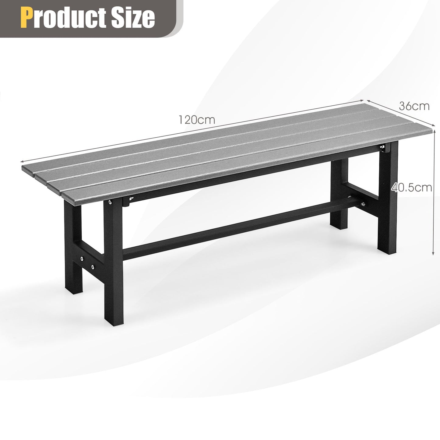 2-Person Outdoor Bench with Slatted Seat-Grey
