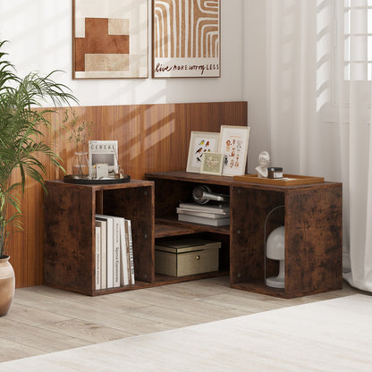 2-Piece Console TV Stand Modern Minimalist Entertainment Center-Rustic Brown