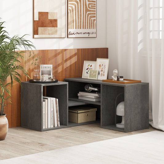 2-Piece Console TV Stand Modern Minimalist Entertainment Center-Grey