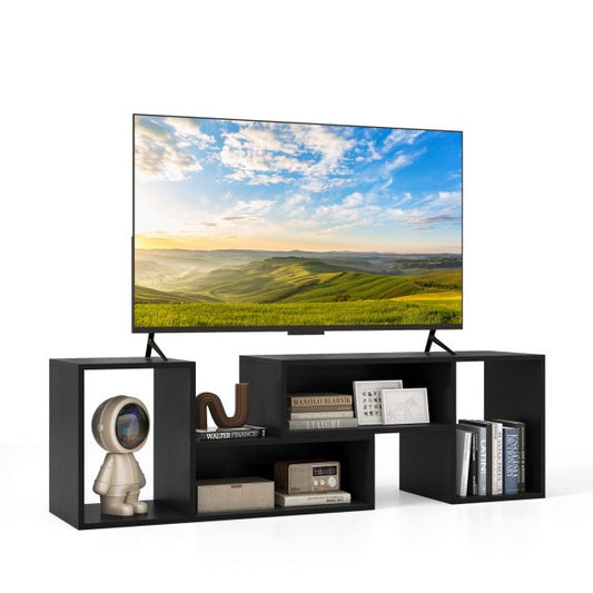 2-Piece Console TV Stand Modern Minimalist Entertainment Center-Black