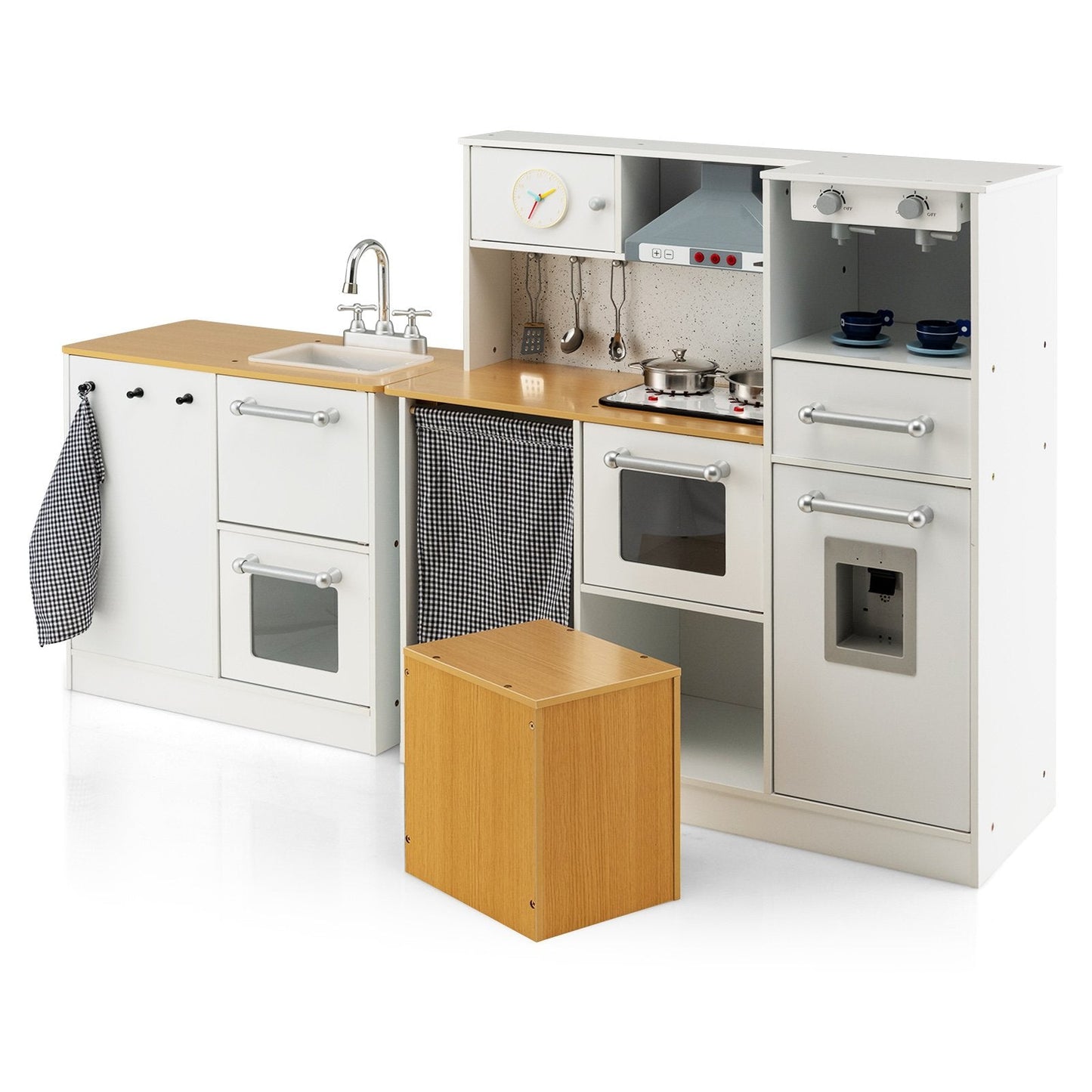 2 Pieces Kids Pretend Play Set with Stool and Real Sounds Light