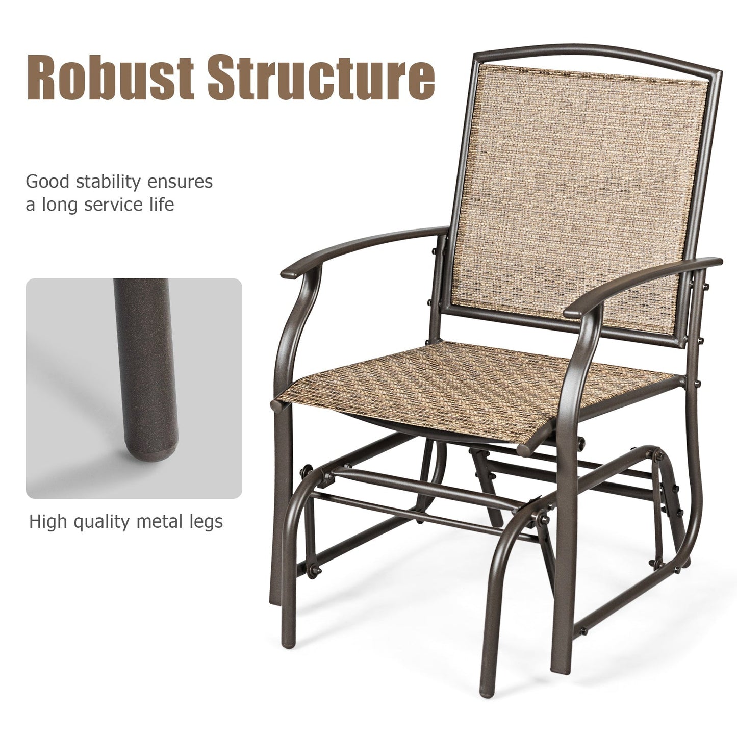 2 Pieces Patio Glider Rocking Chair Set