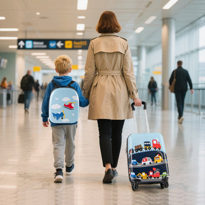 2 Pieces Kid Luggage Set with 4 Spinner Wheels and Telescopic Handle-Navy Blue