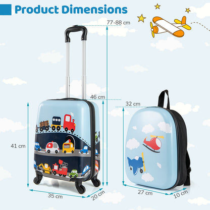 2 Pieces Kid Luggage Set with 4 Spinner Wheels and Telescopic Handle-Navy Blue