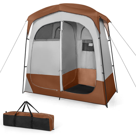 2 Rooms Privacy Shelter Tent with Removable Rain Fly-Coffee