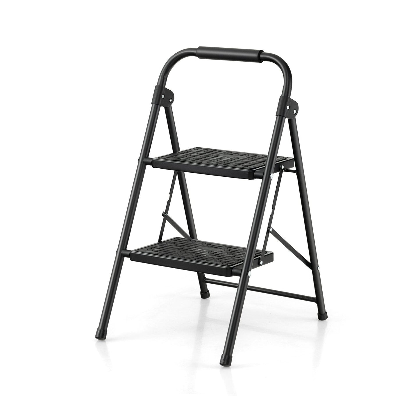 2 Step Folding Ladder with Safe Lock and Hand Grip-Black