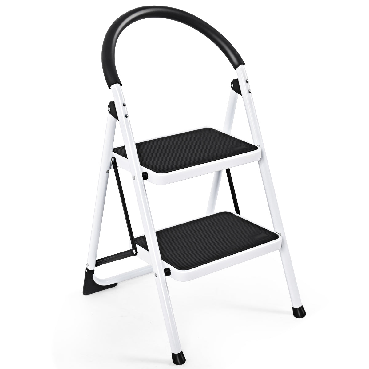2 Step Folding Household Ladder with Anti-Slip Platform and Grip