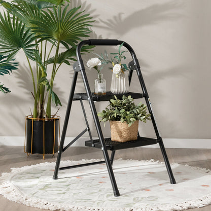 Folding Step Stool with Padded Handgrip and Wide Anti-Slip Pedal for Kitchen/Household/Garden