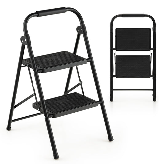 Folding Step Stool with Padded Handgrip and Wide Anti-Slip Pedal for Kitchen/Household/Garden