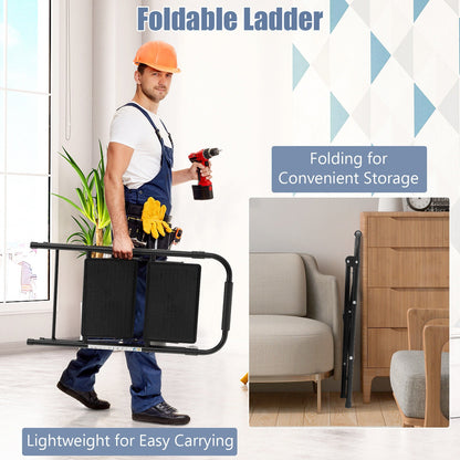 Folding Step Stool with Padded Handgrip and Wide Anti-Slip Pedal for Kitchen/Household/Garden