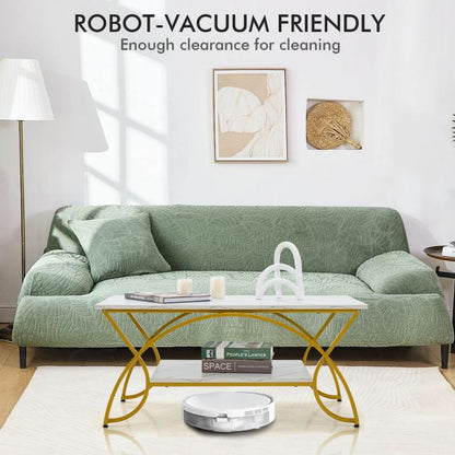 2-Tier Faux Marble Coffee Table with Golden Metal Frame-White