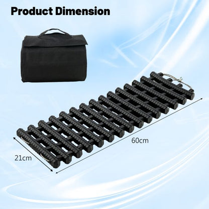 2-Pack Tire Traction Mats with Bag Emergency Traction Aid Black 61.5 x 21 x 2.8 cm