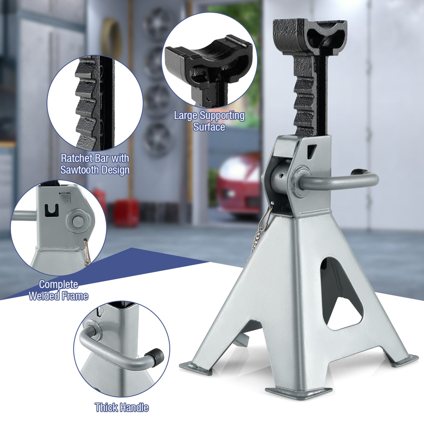 2 Tons Heavy-duty Steel High Lift Jack Stands