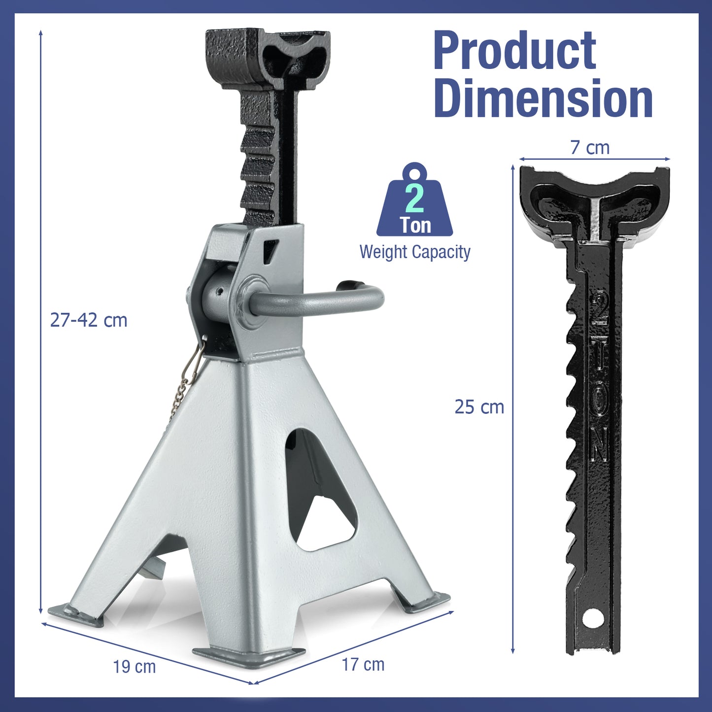 2 Tons Heavy-duty Steel High Lift Jack Stands