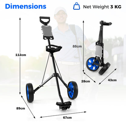 2 Wheels Foldable Golf Cart with Scoreboard-Blue