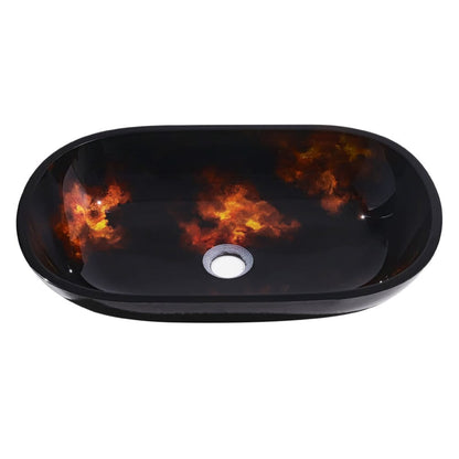 54cm W Oval Bathroom Art Tempered Glass Sink