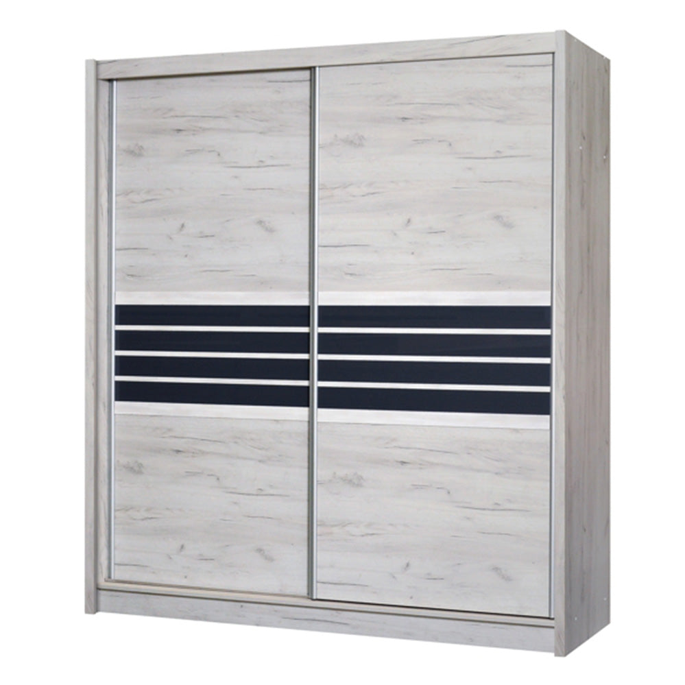 DOVER 203cm Sliding Door Wardrobe Oak Craft / Graphite Glass