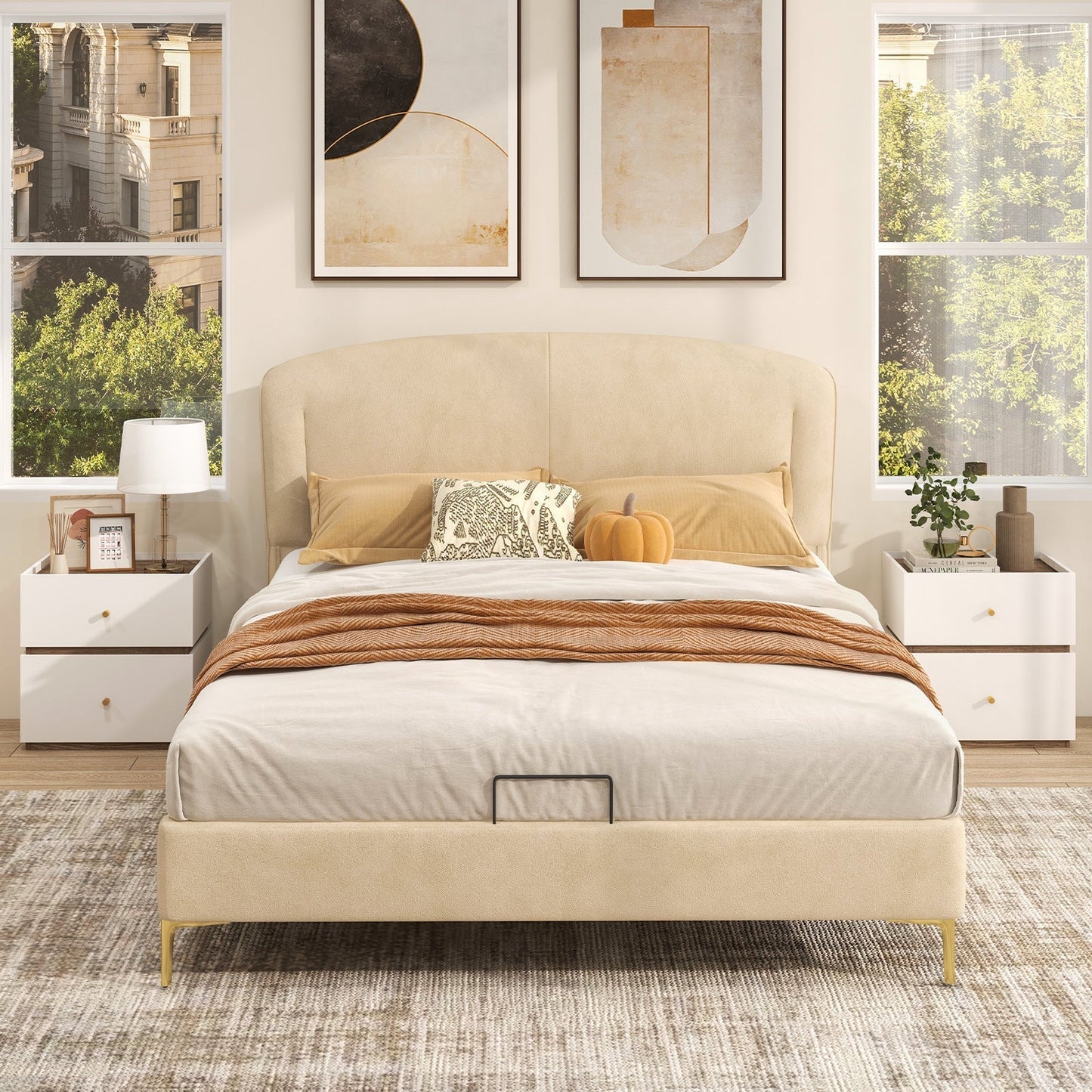 2-Drawer Modern Nightstand with Storage for Living Room Bedroom