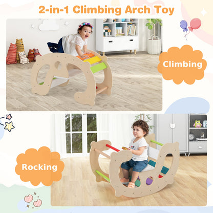 2-in-1 Rocking Horse Arch for Kids with Rocker-Natural
