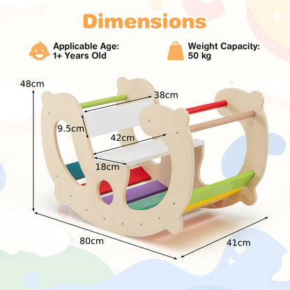 2-in-1 Rocking Horse Arch for Kids with Rocker-Natural