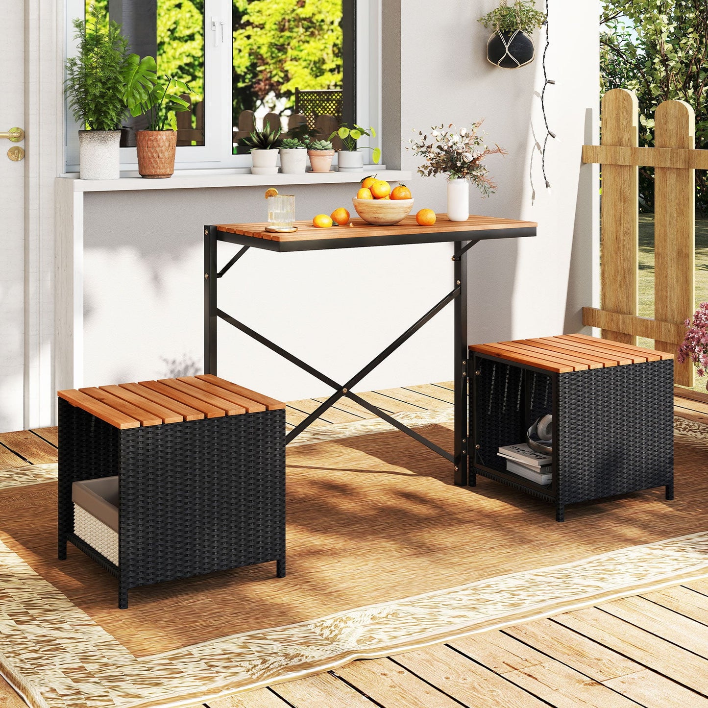 2-in-1 Transforming Picnic Table and Chairs Set